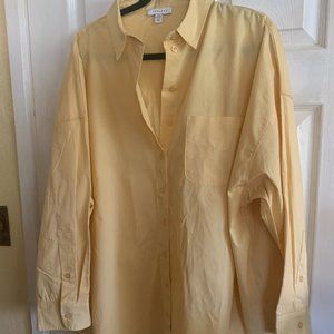 Topshop Women's Oversized Yellow Cotton Button Front Shirt Size M